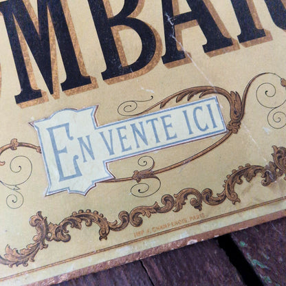 Rare carton publicitaire « Chocolat Lombart »,  Vers 1900