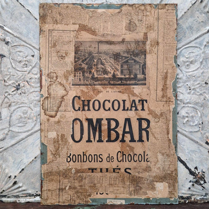Rare carton publicitaire « Chocolat Lombart »,  Vers 1900