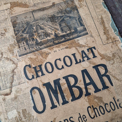 Rare carton publicitaire « Chocolat Lombart »,  Vers 1900