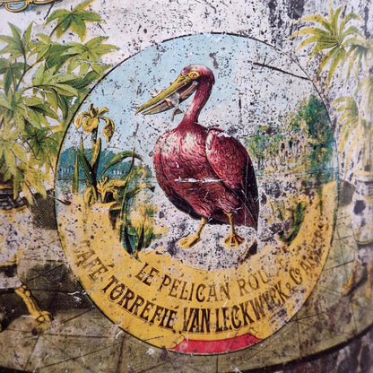 Rare grande boîte d'épicerie « Pélican Rouge » - 1899