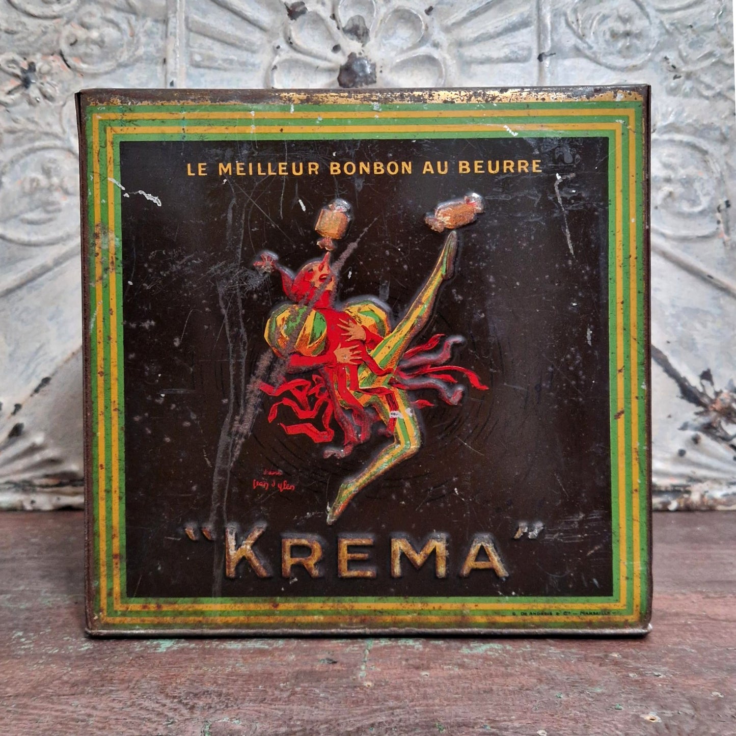 Ancienne boîte distributeur de comptoir « Krema » - Jean d'Ylen