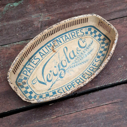 Corbeille publicitaire en tôle lithographiée « Pâtes Verziola »