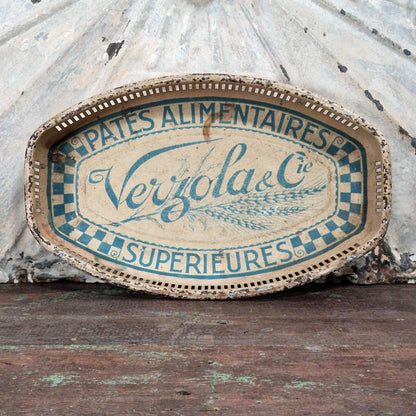Corbeille publicitaire en tôle lithographiée « Pâtes Verziola »