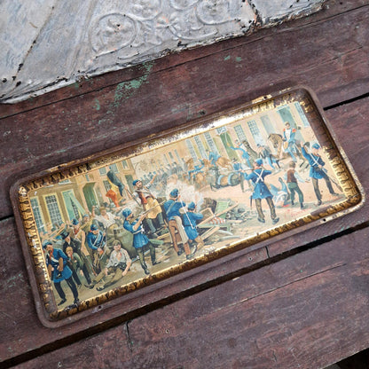 Plateau publicitaire en tôle lithographiée « Chocolat Michiels »