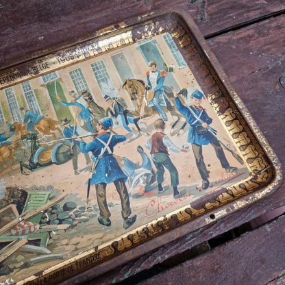 Plateau publicitaire en tôle lithographiée « Chocolat Michiels »
