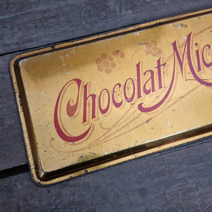 Plateau publicitaire en tôle lithographiée « Chocolat Michiels »