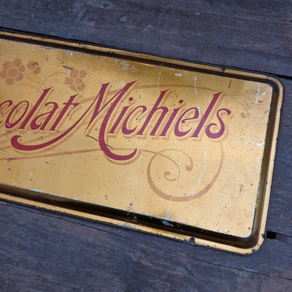 Plateau publicitaire en tôle lithographiée « Chocolat Michiels »