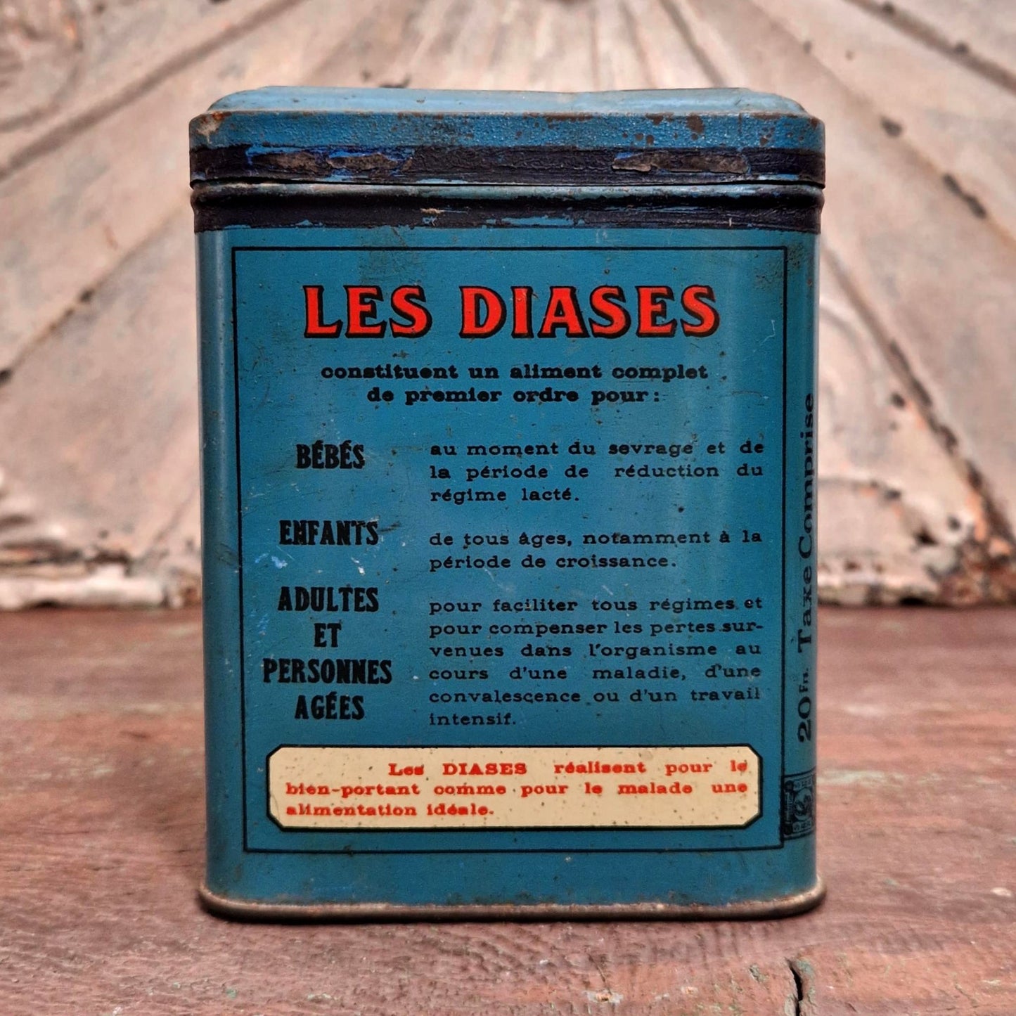 Boîte publicitaire «Diase, essence pour le moteur humain »