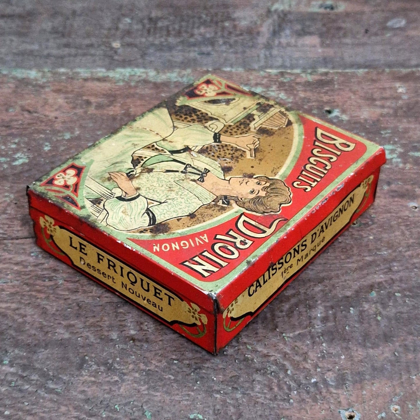 Rare boîte biscuits Drouin - Avignon, Vers 1900