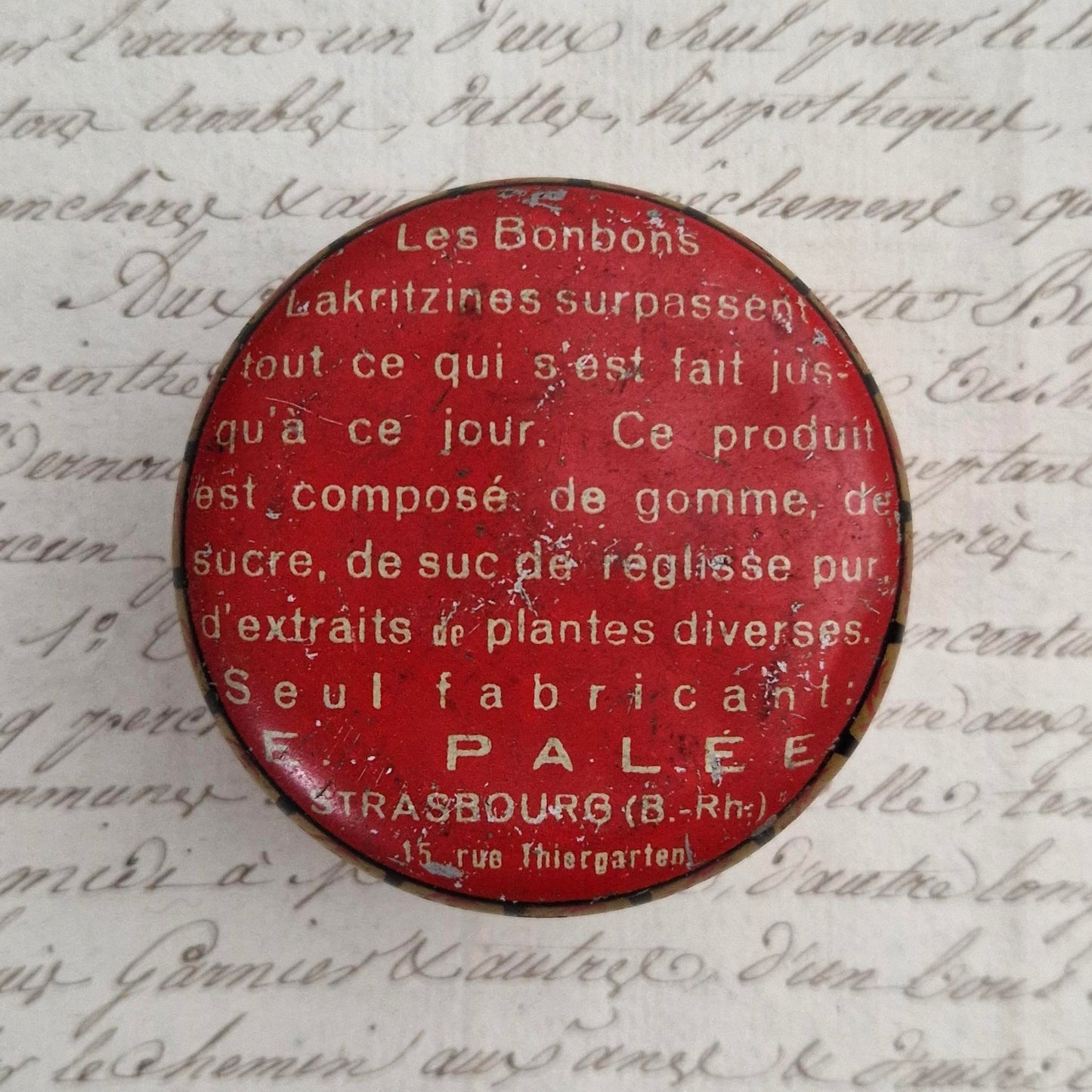 Boîte publicitaire de réglisse « Lakritzine » - Strasbourg