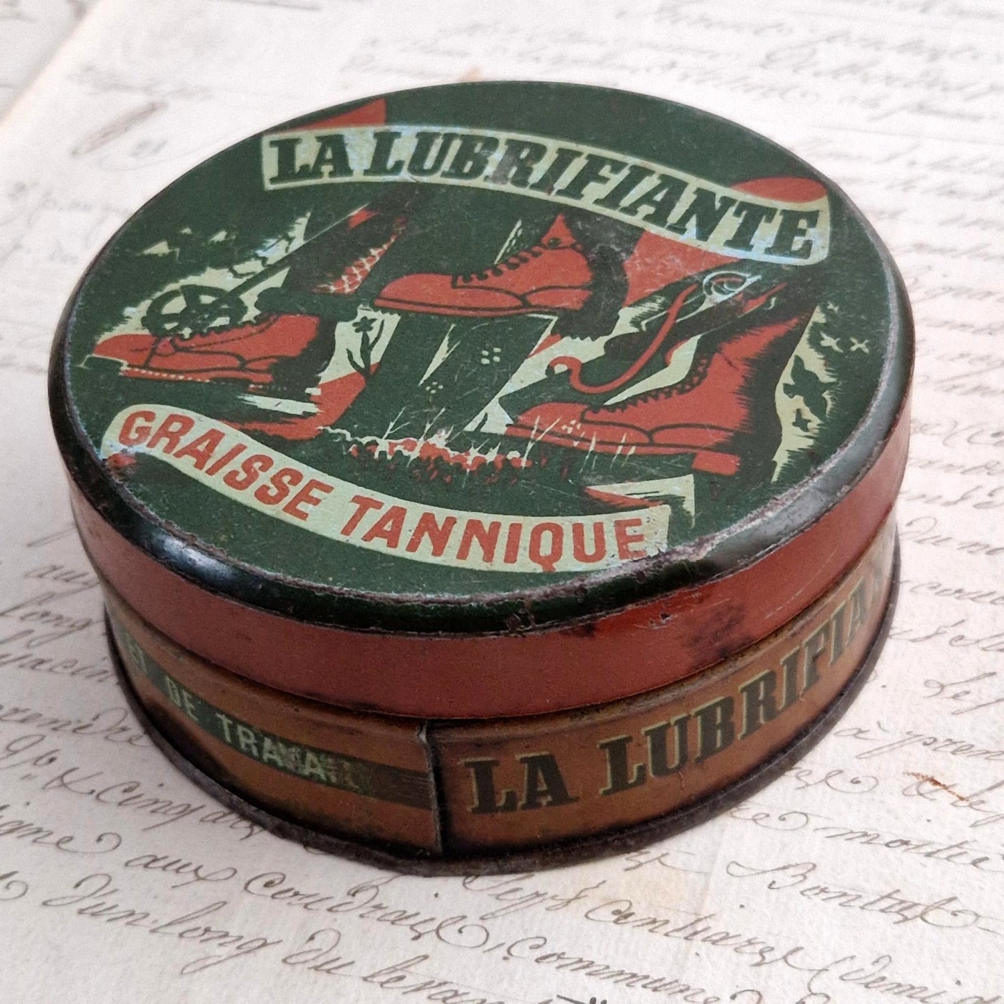 Boîte de cirage ancien « La Lubrifiante - Graisse Tannique »