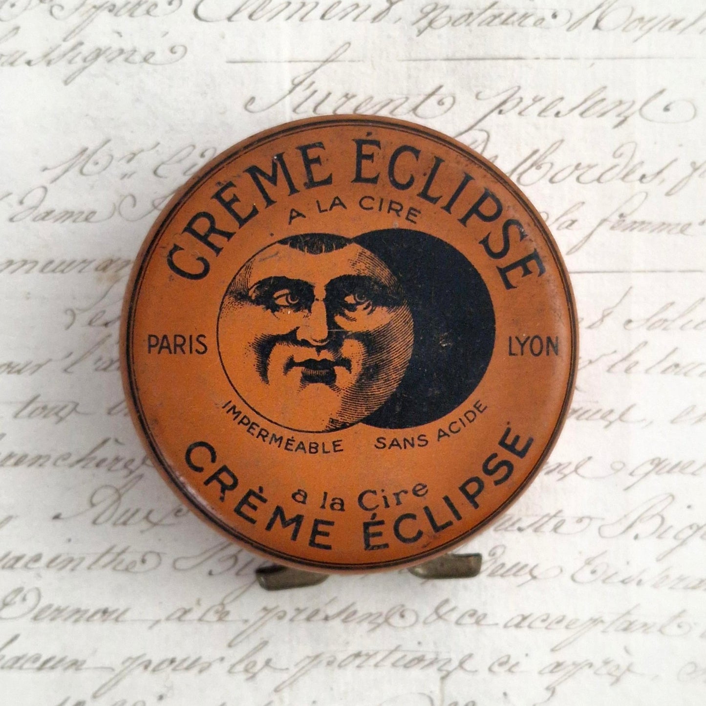 Ancienne boîte de cirage orange « Crème Éclipse à la cire » N°3