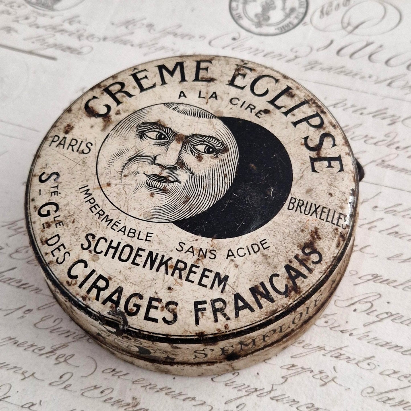 Boîte publicitaire de cirage « Crème Éclipse à la cire N°5 »