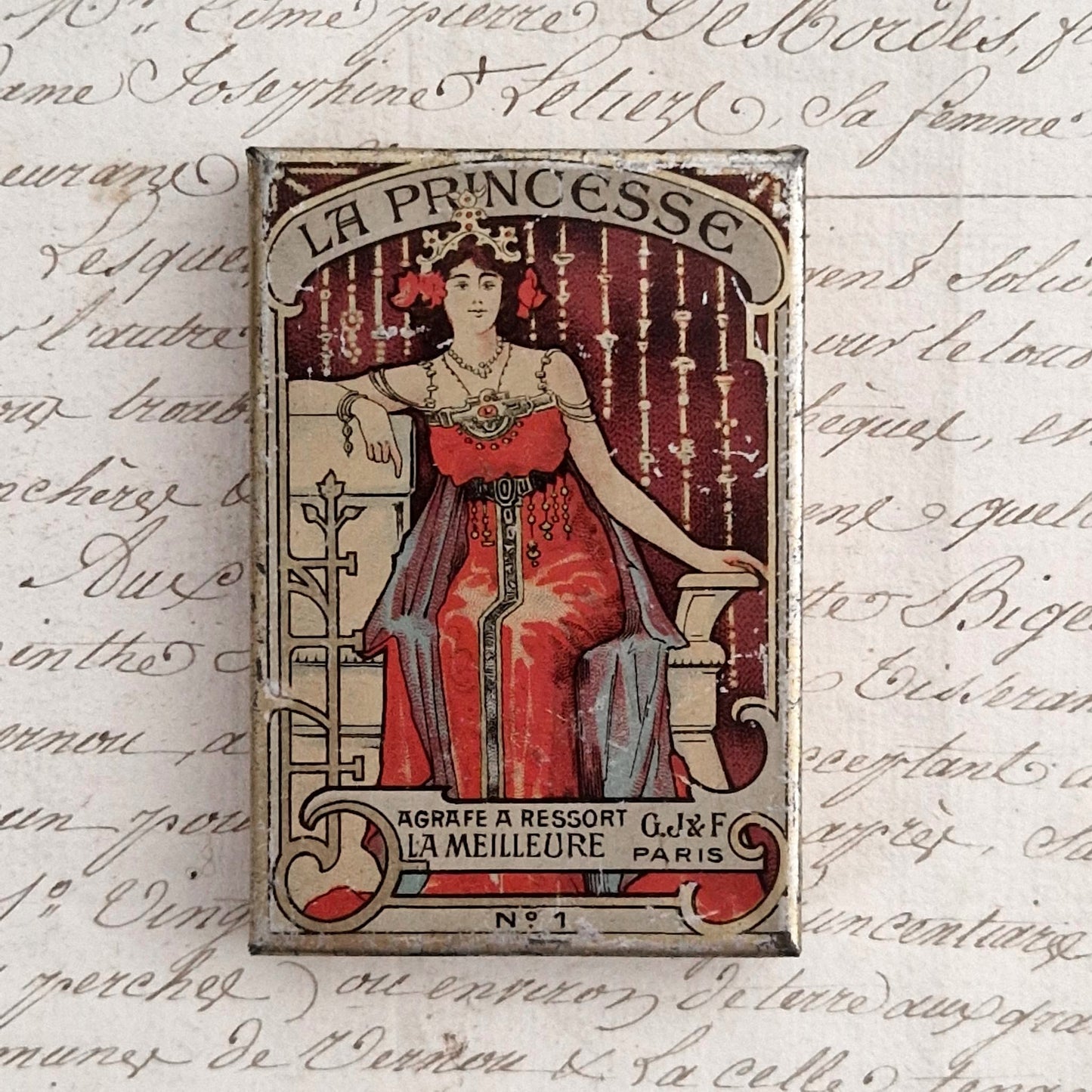 Boîte ancienne « La Princesse - Agrafe G.J.F. Paris »