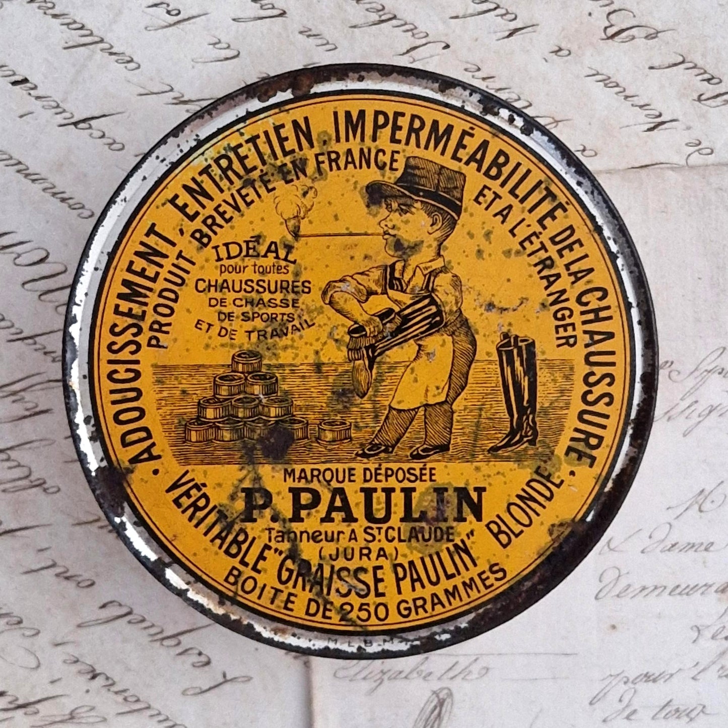 Boîte en tôle lithographiée « Graisse Paulin »