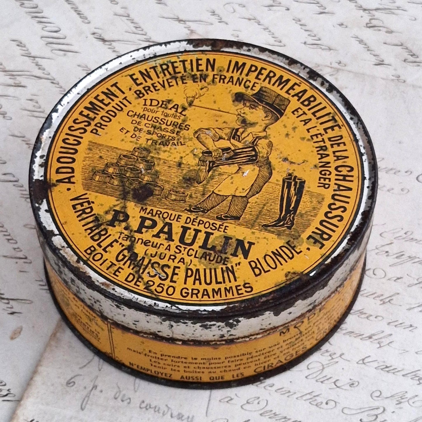 Boîte en tôle lithographiée « Graisse Paulin »