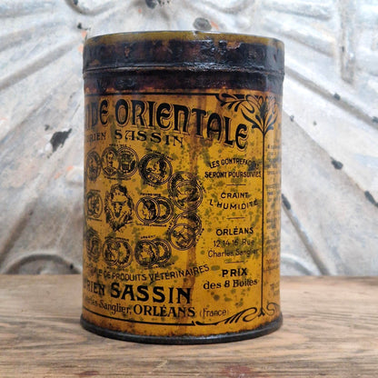 Rare boîte en tôle lithographiée « Provende Orientale »