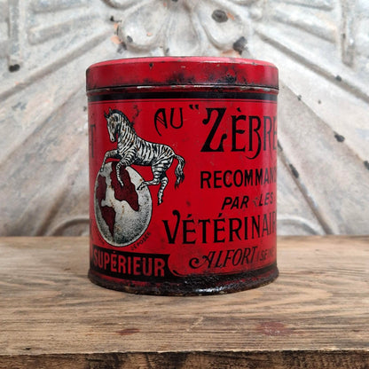Rare boîte « Au zèbre - Onguent pour pieds de chevaux »