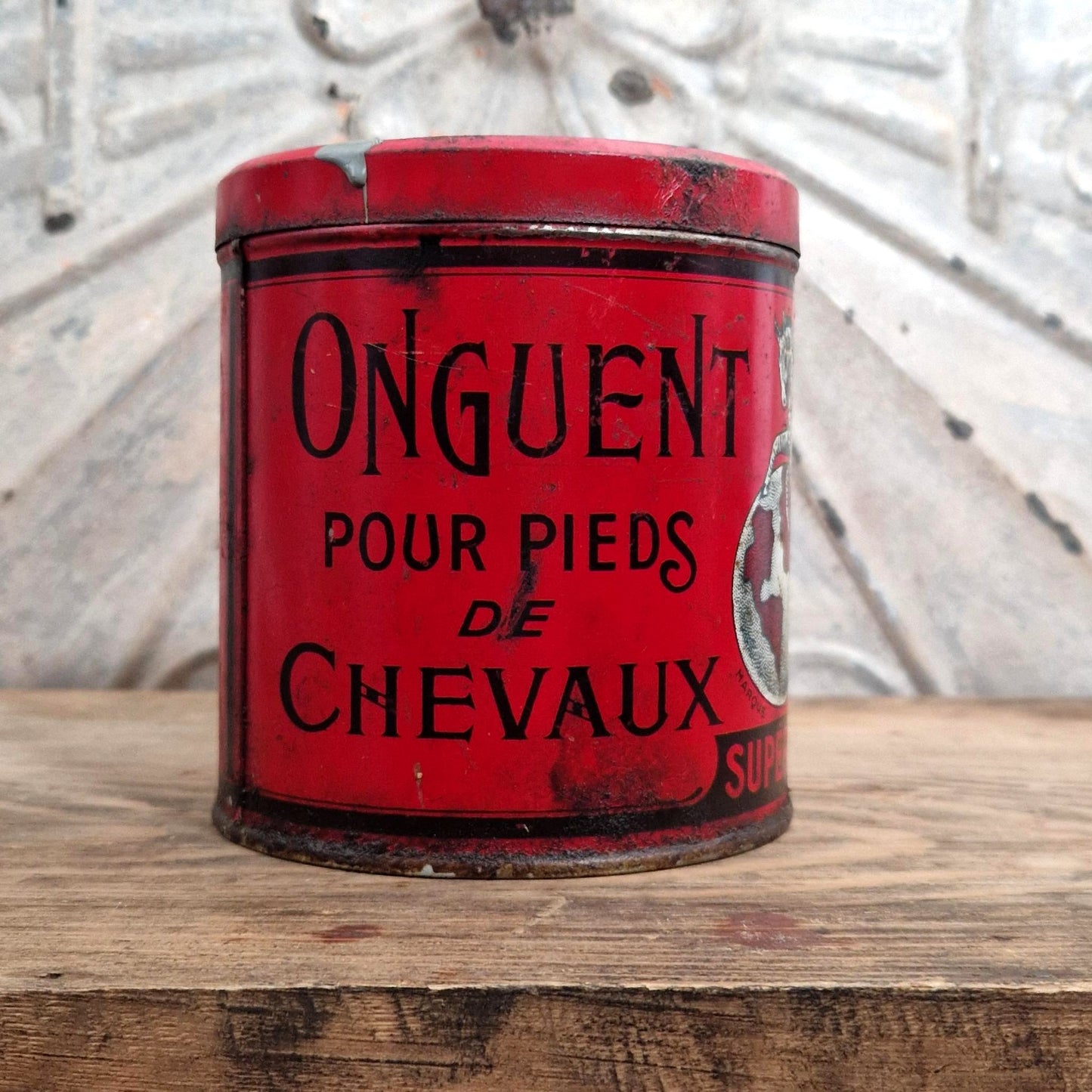 Rare boîte « Au zèbre - Onguent pour pieds de chevaux »