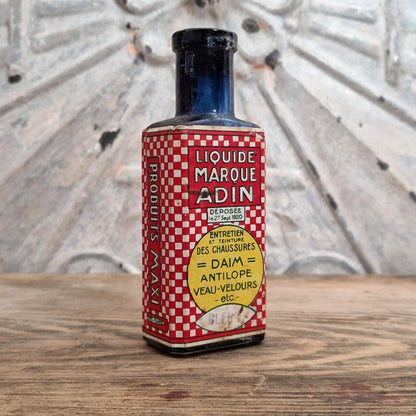Flacon ancien « Liquide Marque Adin » pour chaussures