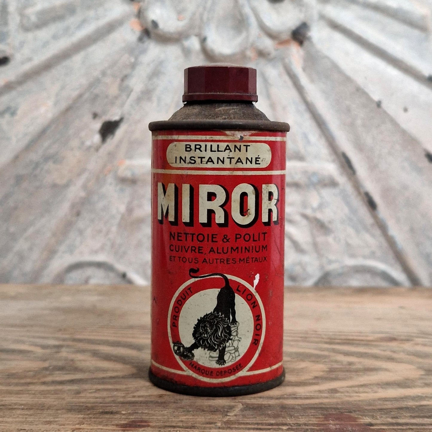 Ancien Bidon publicitaire « Miror, Lion Noir »