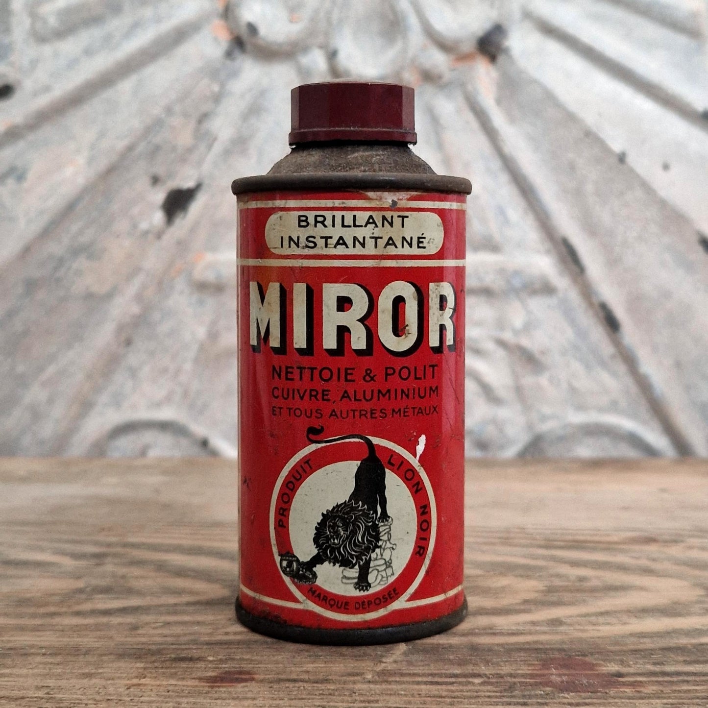 Ancien Bidon publicitaire « Miror, Lion Noir »