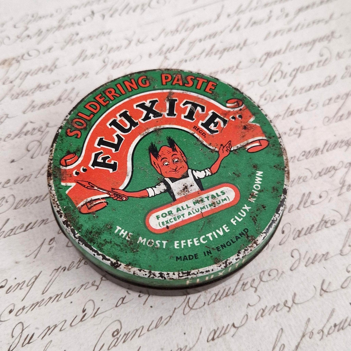Ancienne Boîte de pâte à souder « Fluxite Soldering Paste »