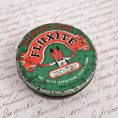 Ancienne Boîte de pâte à souder « Fluxite Soldering Paste »
