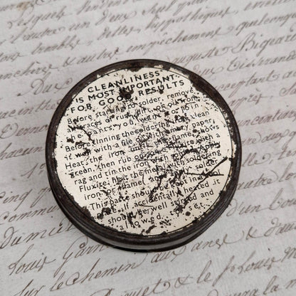 Ancienne Boîte de pâte à souder « Fluxite Soldering Paste »