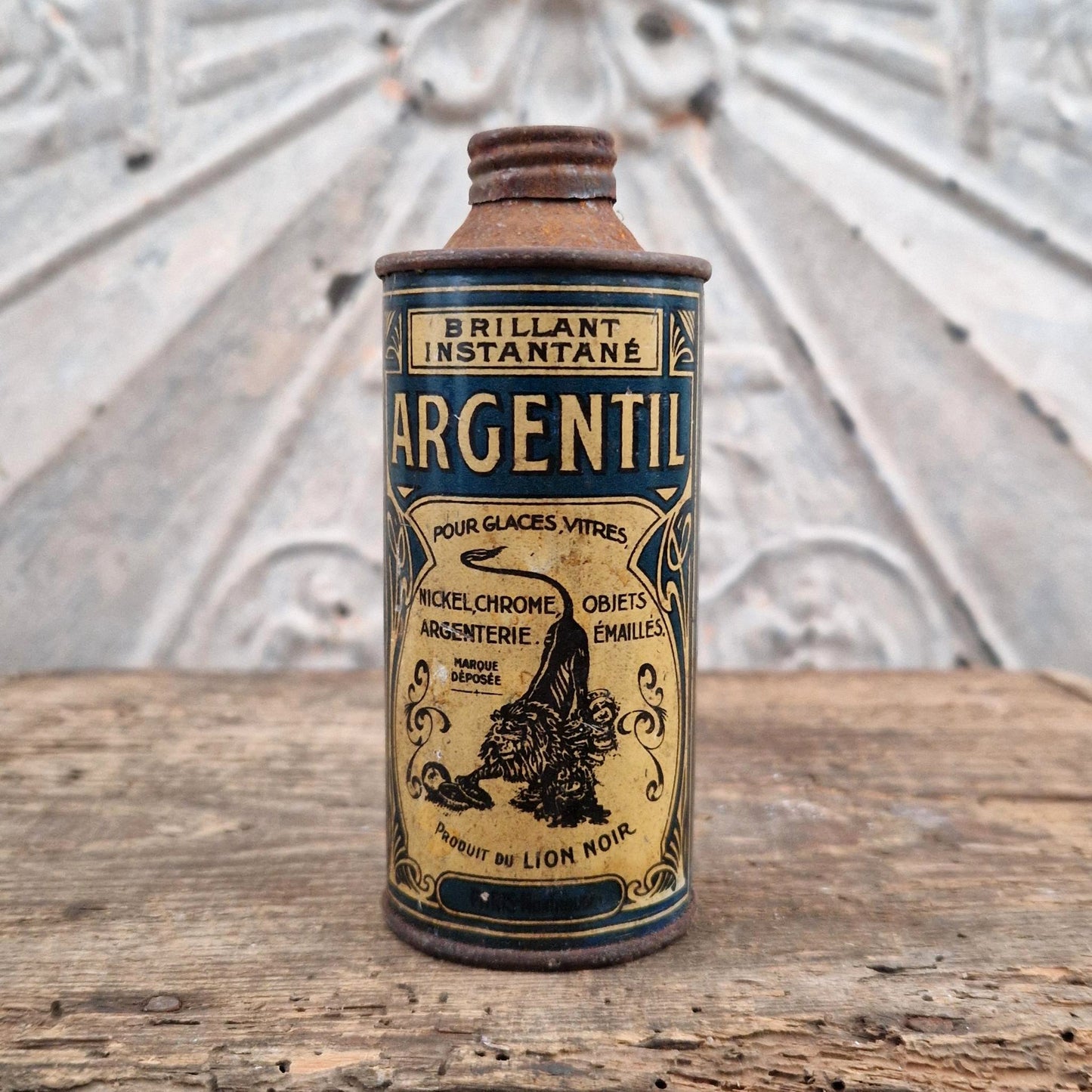 Boîte bidon ancien « Argentil » - Lion Noir, Vers 1910