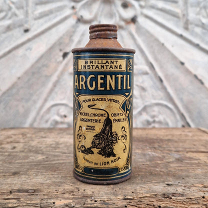 Boîte bidon ancien « Argentil » - Lion Noir, Vers 1910