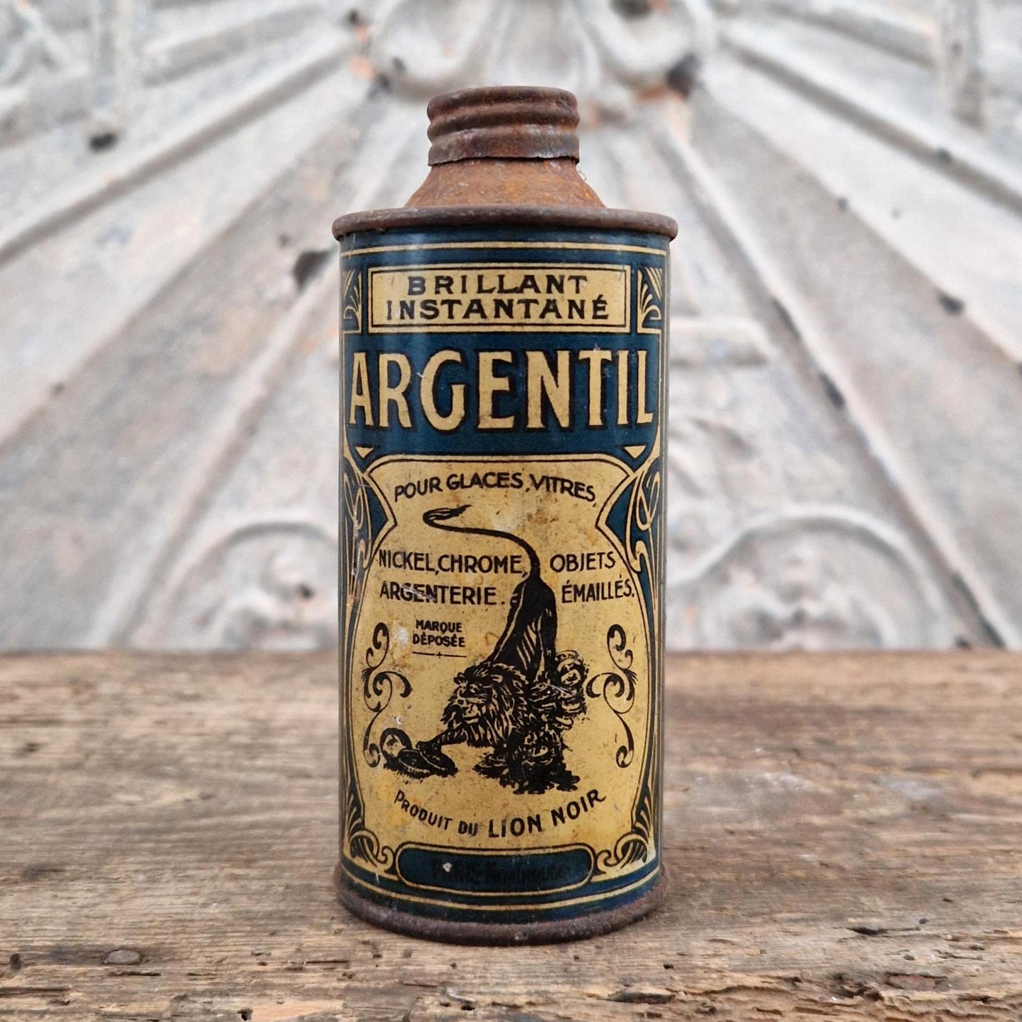 Boîte bidon ancien « Argentil » - Lion Noir, Vers 1910