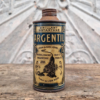 Boîte bidon ancien « Argentil » - Lion Noir, Vers 1910