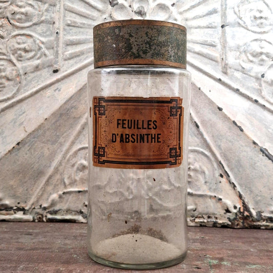 Grand pot d’apothicaire « Feuilles d’Absinthe » - Fin XIXe