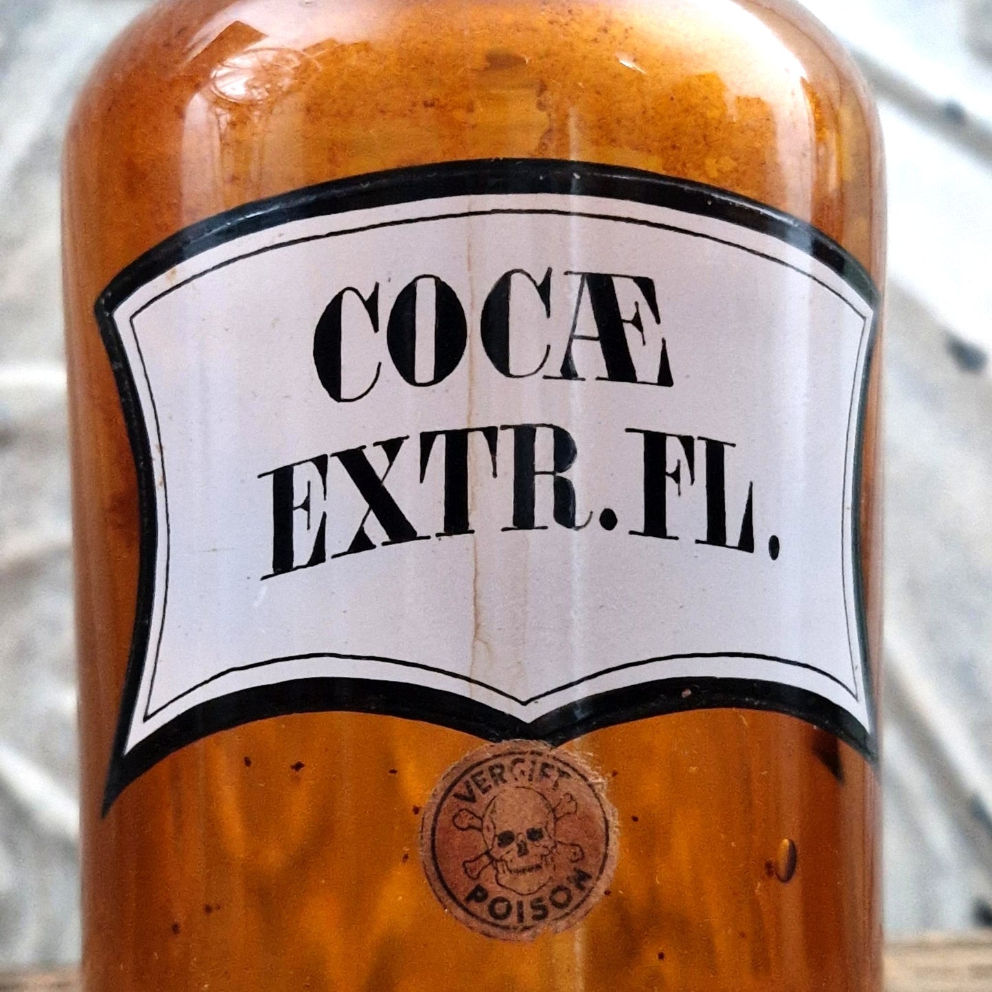 Rare ancien flacon d’apothicaire « Coca Extr. Fl. / Cocaine »