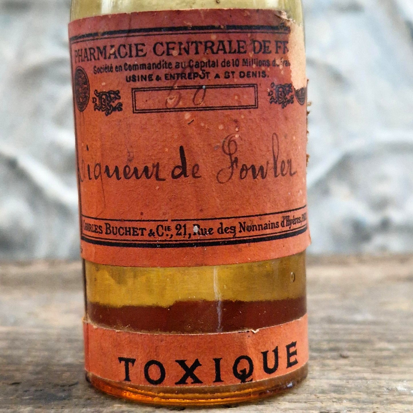 Ancien flacon d’apothicaire « Liqueur de Fowler - Toxique »