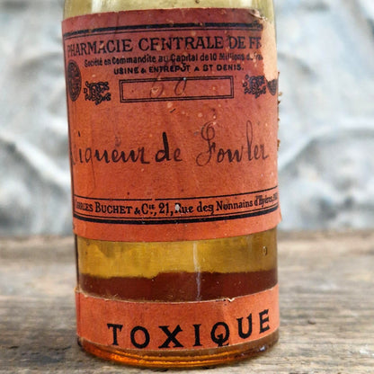 Ancien flacon d’apothicaire « Liqueur de Fowler - Toxique »