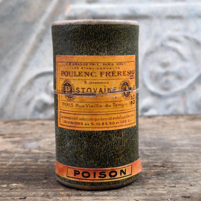 Ancien flacon pharmaceutique « Stovaïne » avec étui d’origine