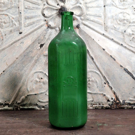 Grand flacon ancien de poison, tête de mort – 100cl