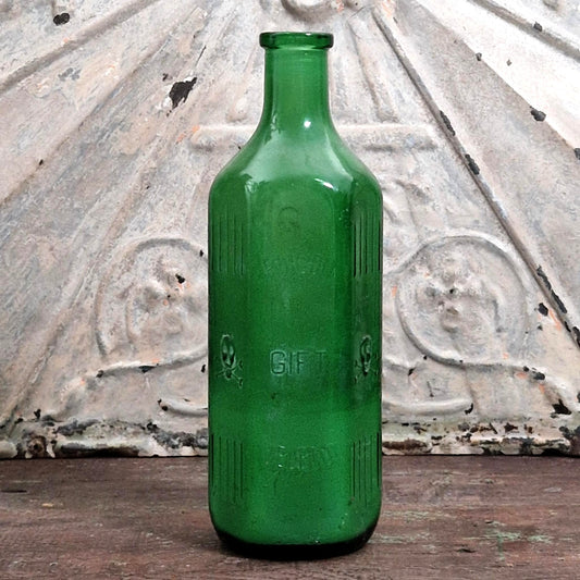 Grand flacon ancien de poison, tête de mort - 50cl