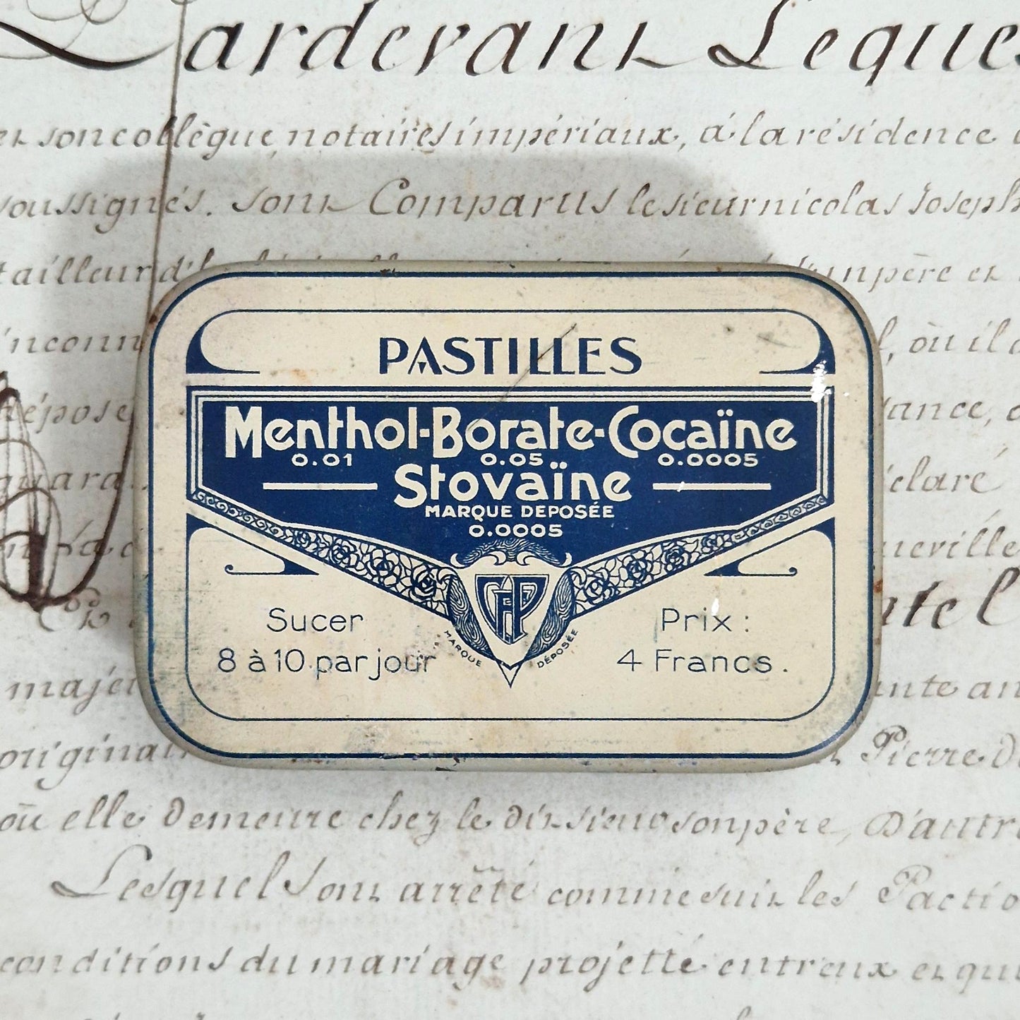 Boîte ancienne Pastilles « Menthol - Borate - Cocaïne »