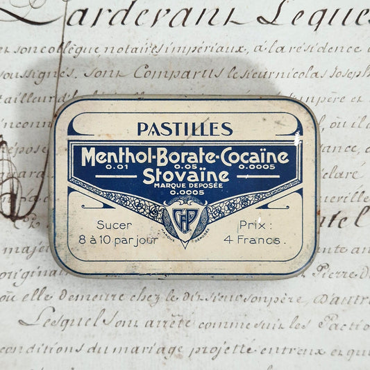 Boîte ancienne Pastilles « Menthol - Borate - Cocaïne »