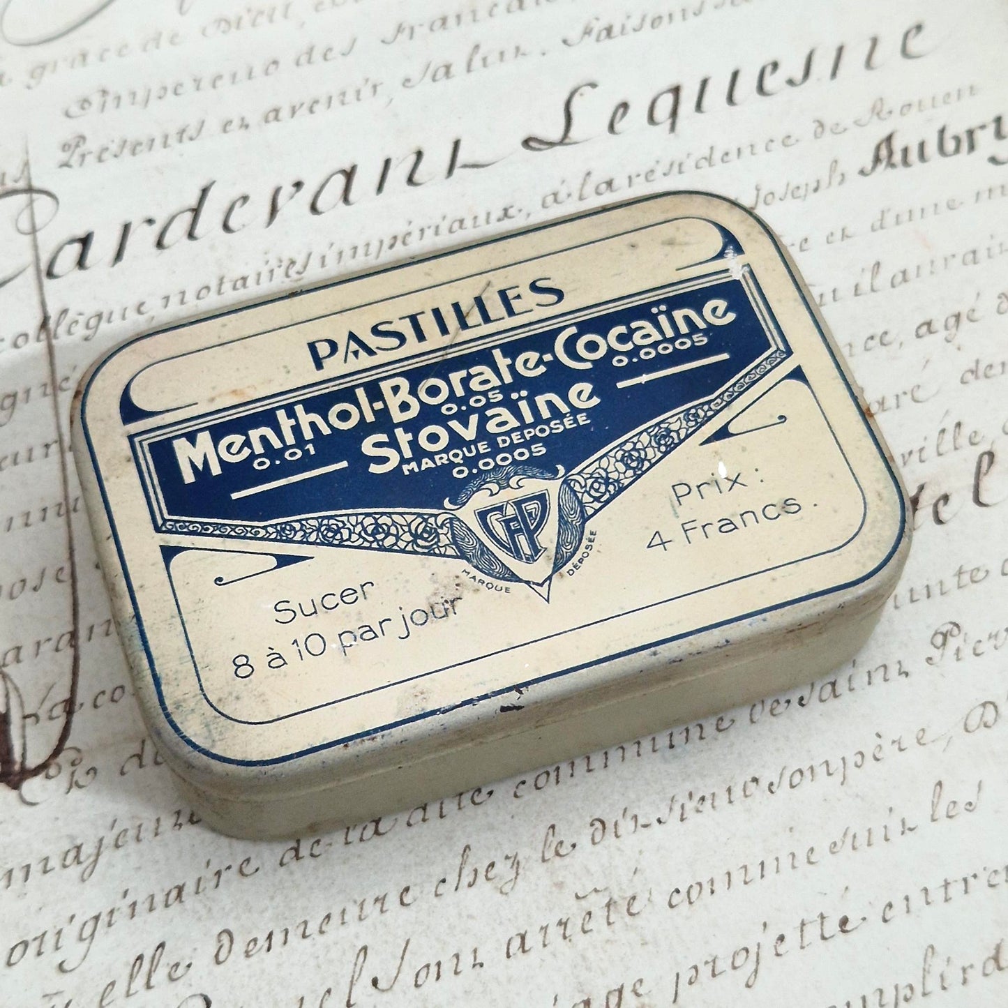Boîte ancienne Pastilles « Menthol - Borate - Cocaïne »