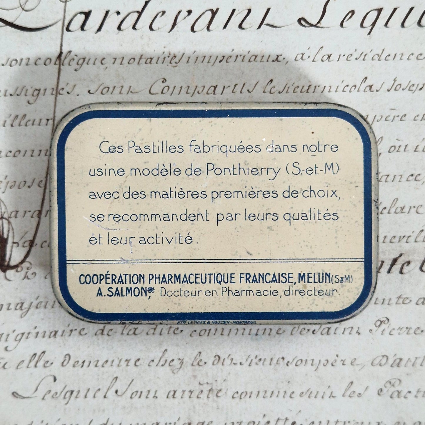 Boîte ancienne Pastilles « Menthol - Borate - Cocaïne »
