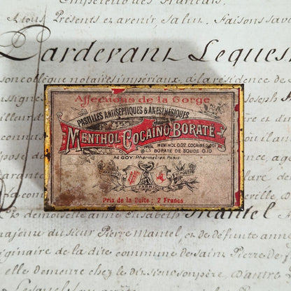 Boite pharmaceutique de pastilles à la cocaine