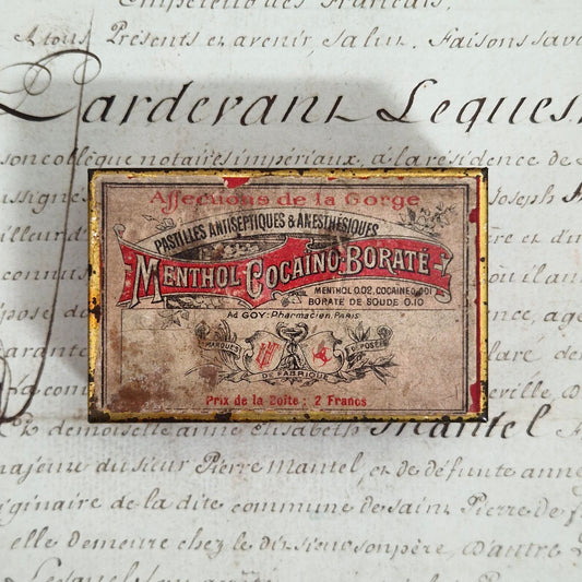 Boite pharmaceutique de pastilles à la cocaine