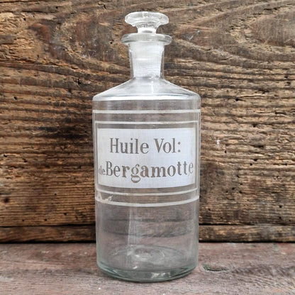 Ancien flacon « Huile Volatile de Bergamotte » - XIXe