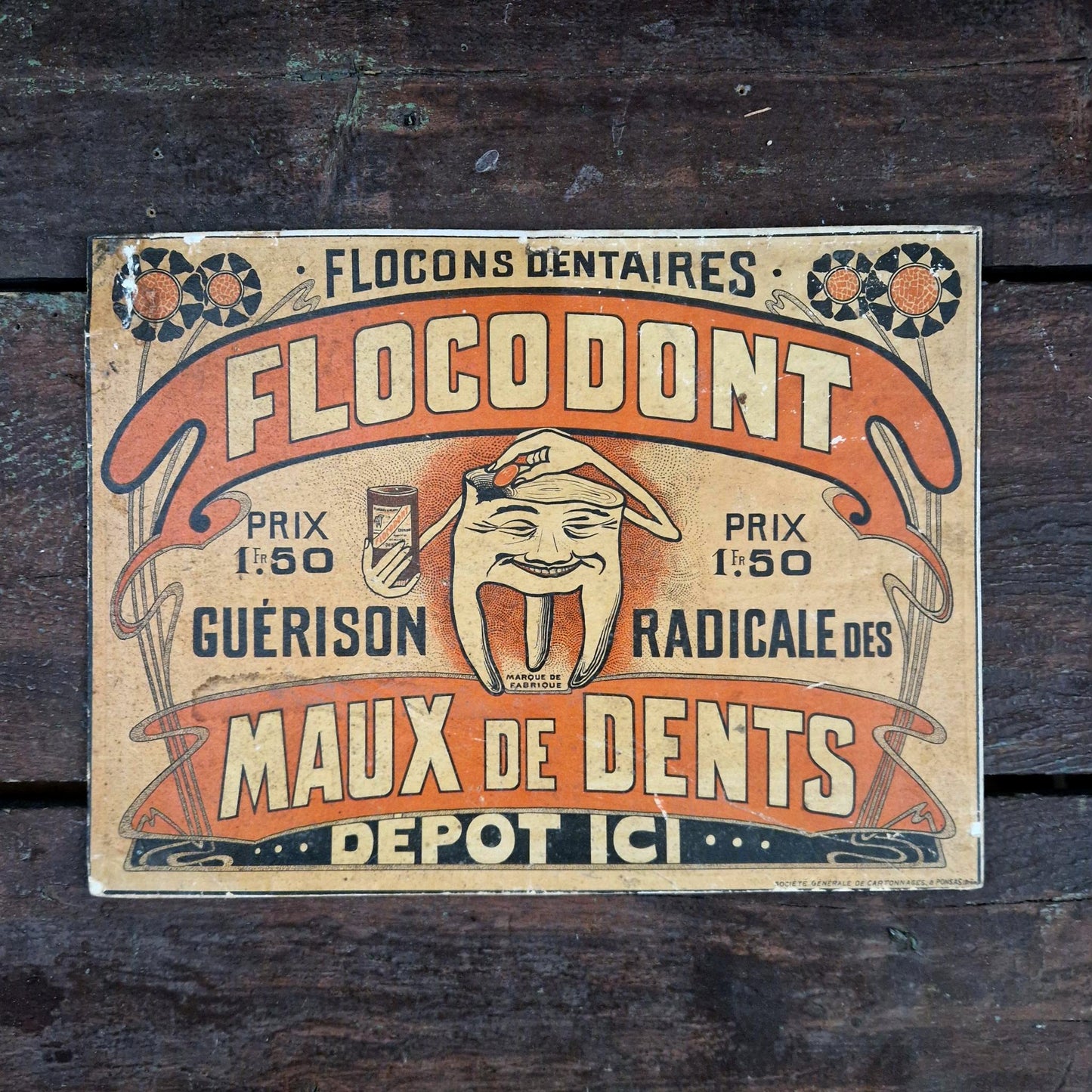 Ancien carton publicitaire Flocodont - Art Nouveau