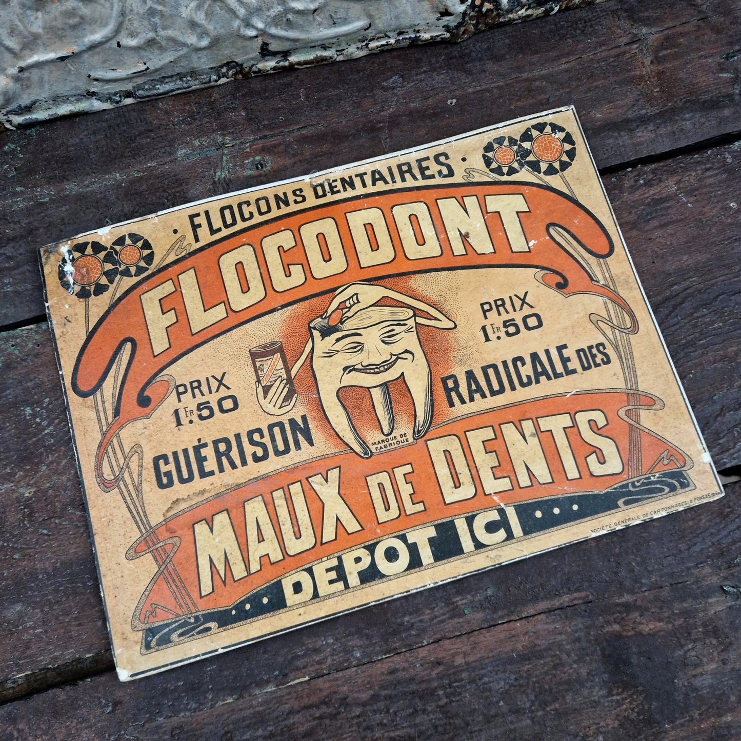 Ancien carton publicitaire Flocodont - Art Nouveau