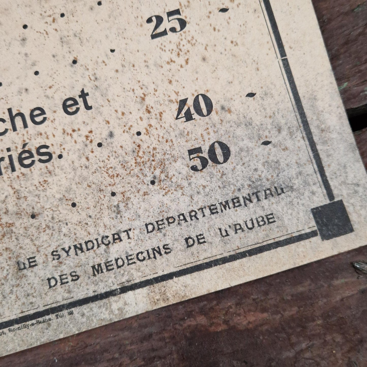 Ancien tarif médical de médecin - Affiche cabinet médical 1937